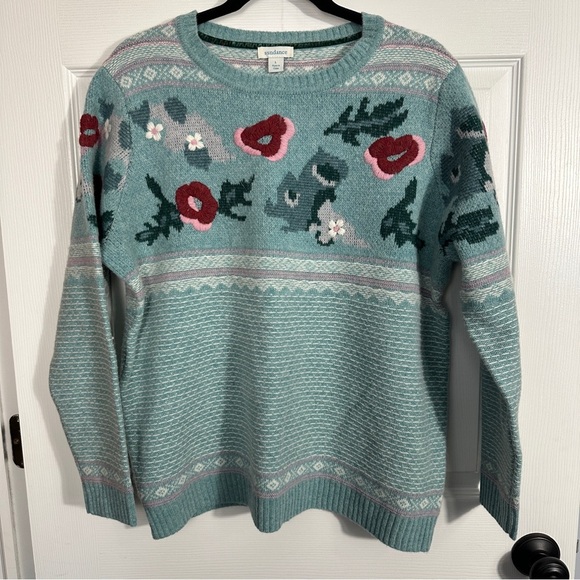 Sundance "Bold Botanic" sweater, sz L, wool blend, cottagecore, floral, green - Picture 1 of 9